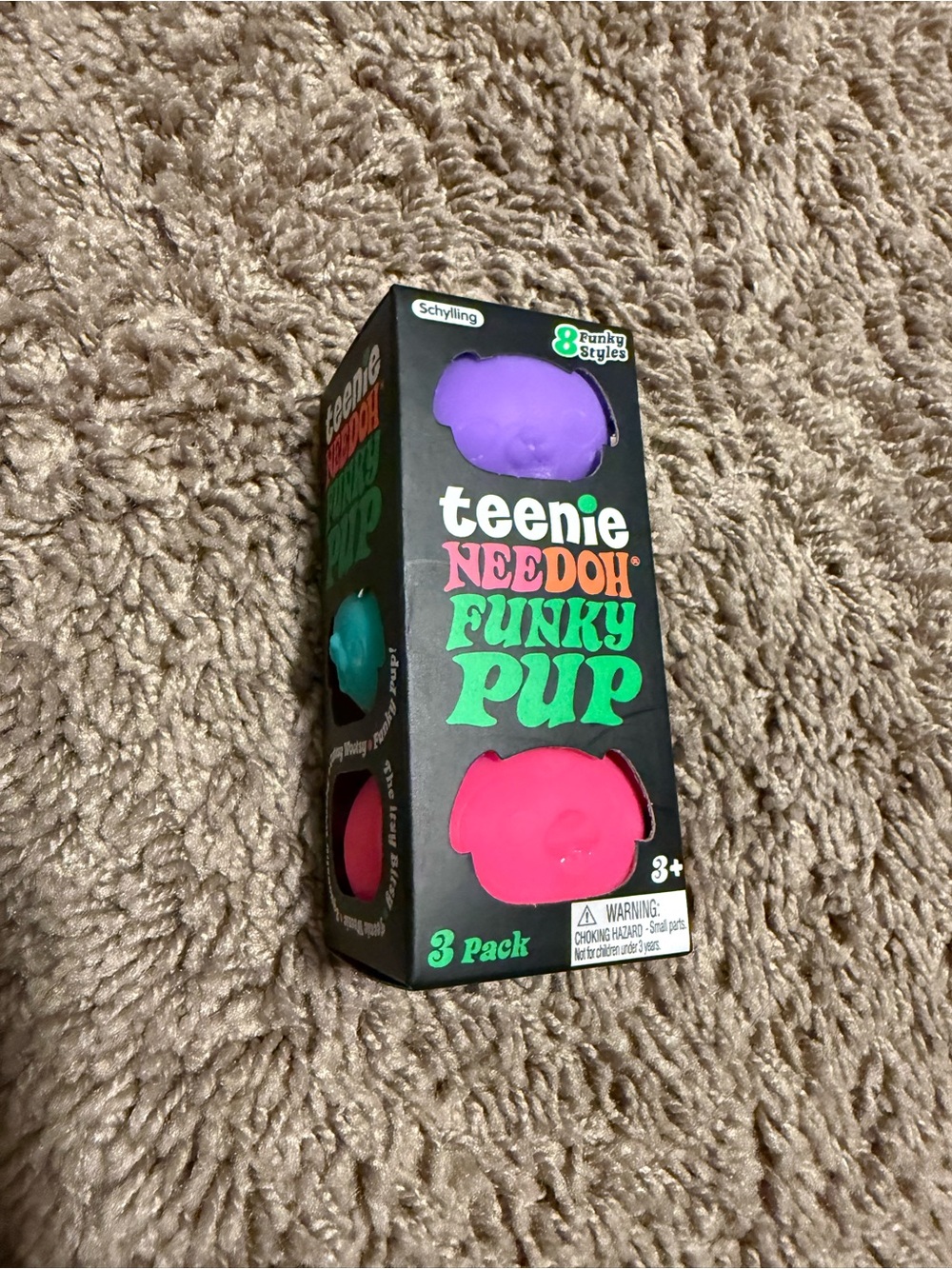 Teenie Needoh Funky Pup 3-Pack - Purple, Pink, Teal